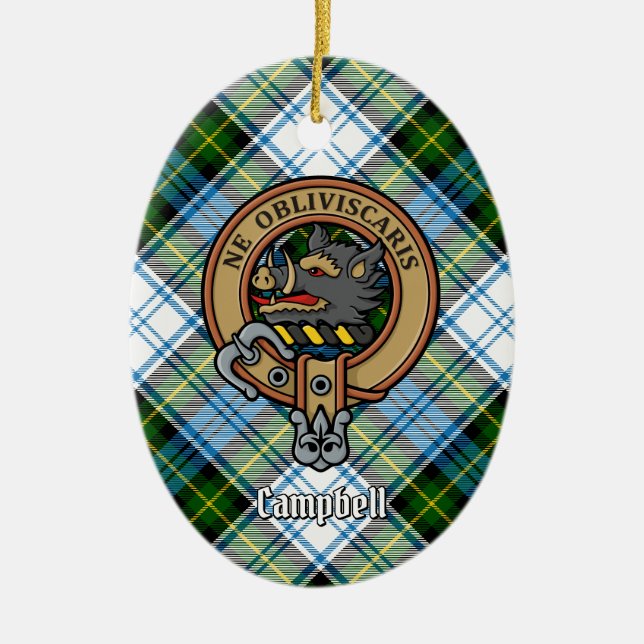 Campbell Vapensköld över Dress Tartan Julgransprydnad Keramik (Framsidan)