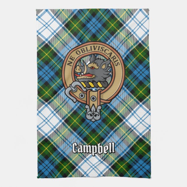 Campbell Vapensköld över Dress Tartan Kökshandduk (Vertikal)
