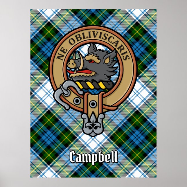 Campbell Vapensköld över Dress Tartan Poster (Framsidan)