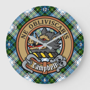 Campbell Vapensköld över Dress Tartan Stor Klocka