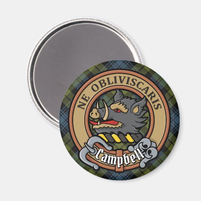 Campbell Vapensköld över Tartan Magnet (Front/Back)