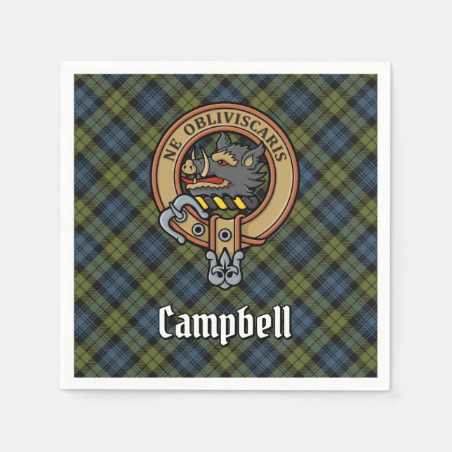 Campbell Vapensköld över Tartan Pappersservett (Framsidan)