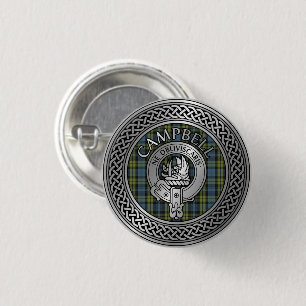 Campbell Vapensköld & Tartan Knot Button Knapp