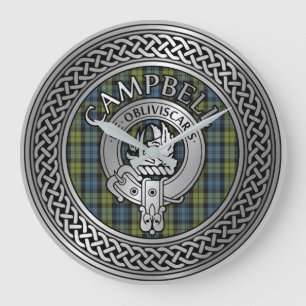 Campbell Vapensköld & Tartan Knot Large Clock Stor Klocka