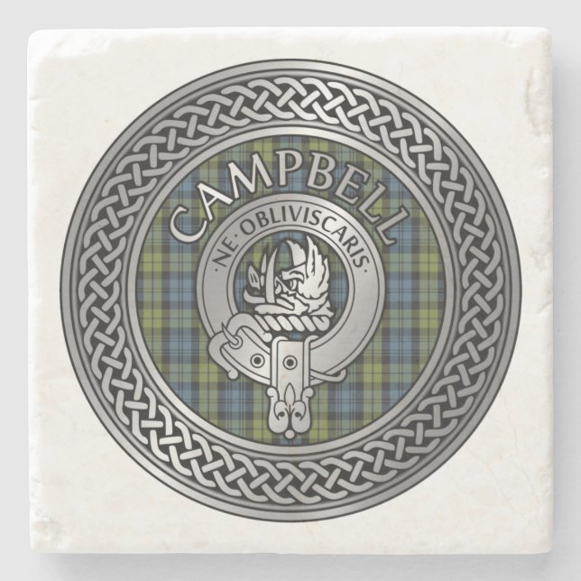 Campbell Vapensköld & Tartan Knot Stone Underlägg (Framsidan)