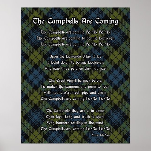 Campbellerna kommer att Poster Tartan-utskriften (Framsidan)
