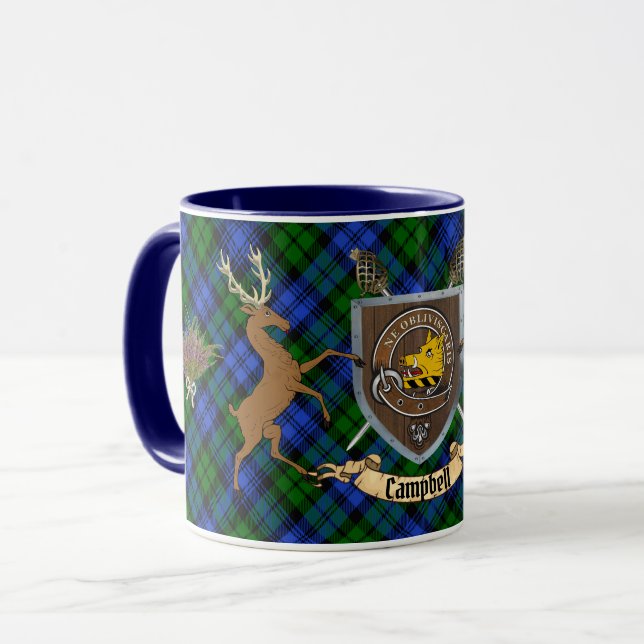 Campbellklanens märke & Tartan Highland-mugg Mugg (Framsida vänster)