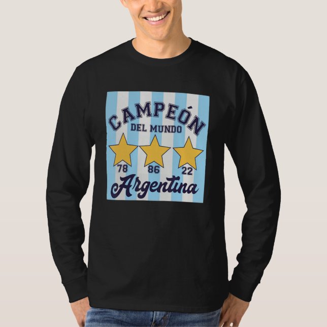 Campeón Del Mundo Argentina Flag T Shirt (Framsida)