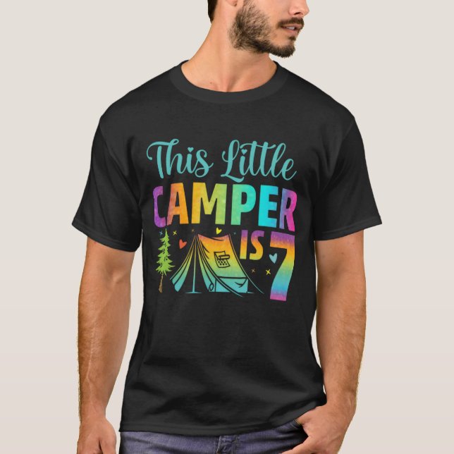 Camper  Birthday 7 Years Old Camping 7th Bday retr T Shirt (Framsida)