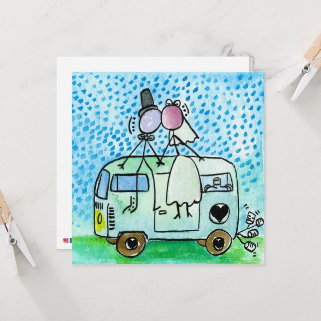 Camper Bröllop Kort (Fram/Back In Situ)
