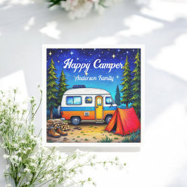 Camper Campervan Blue Grönt Watercolor Pappersservett