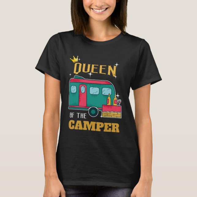 Camper  Camping Queen Themed Apparel T Shirt (Framsida)
