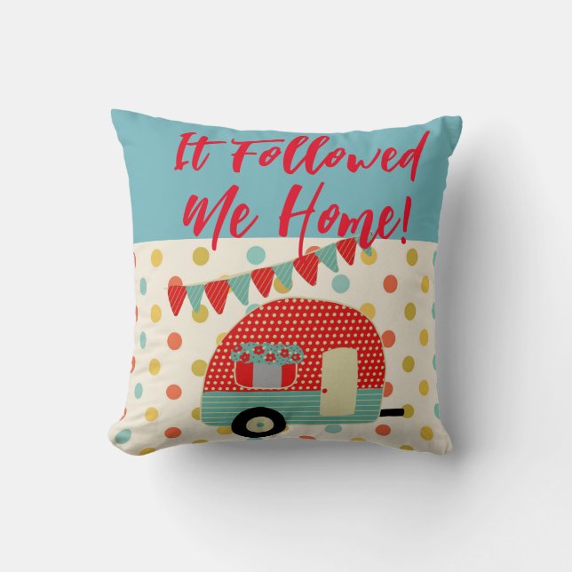 Camper Caravan Ord Den följde efter mig hem RETRO Kudde (Framsida)