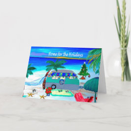 Camper Christmas cards by the beach Helgkort
