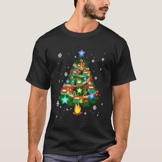 Camper Christmas Tree Cool Vehicles Camping RVing T Shirt (Framsida)