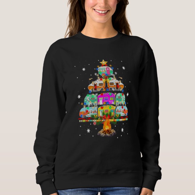 Camper Christmas Tree Vehicles Camping RVing Trail T Shirt (Framsida)