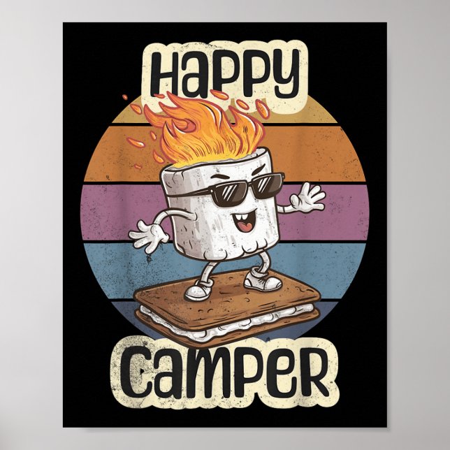 Camper Cute Girls Kids Camp Camp i lycklig Poster (Framsidan)