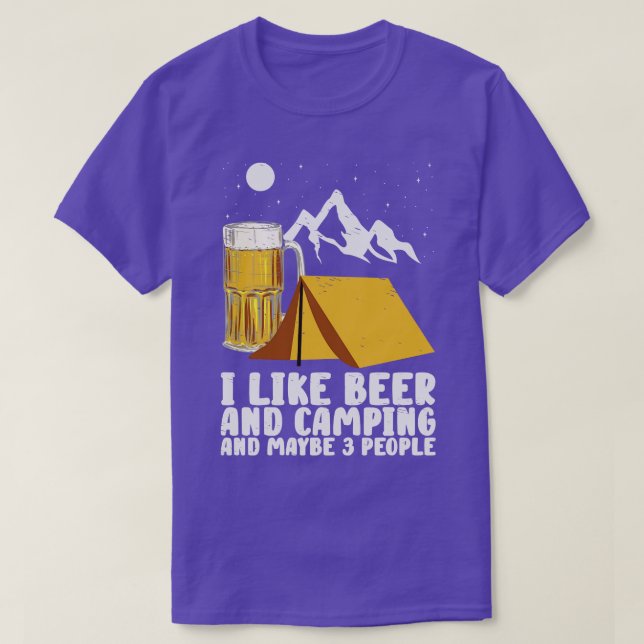 Camper Drinking Beer Wilderness Campfire T Shirt (Design framsida)