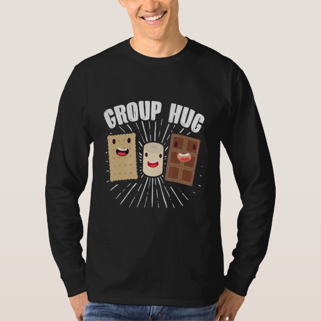 Camper Exdoor Tält Group Hug Marshmallow Smores T Shirt (Framsida)