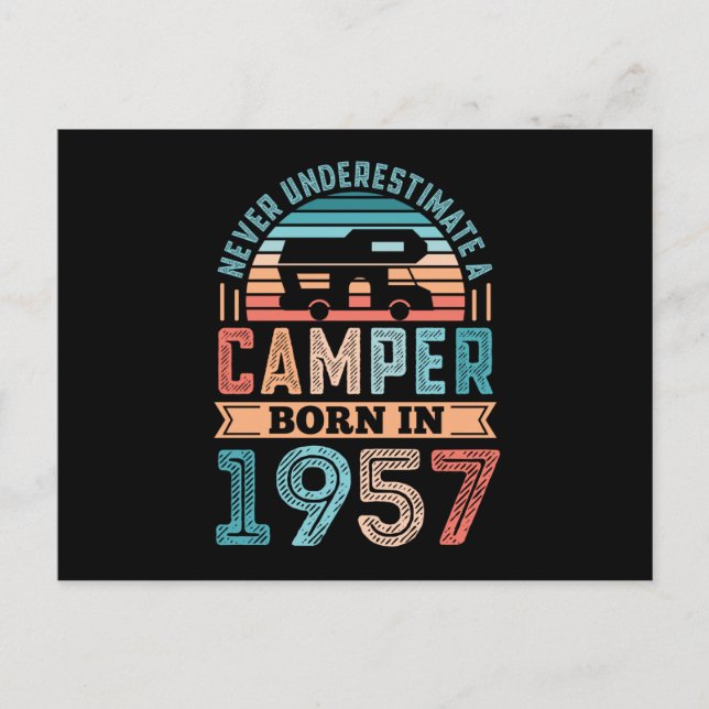 Camper född 1957 70-årspresent RV-camping Vykort (Framsida)