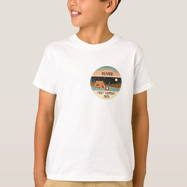 Camper Första Campout-utmärkelse T Shirt (Framsida)