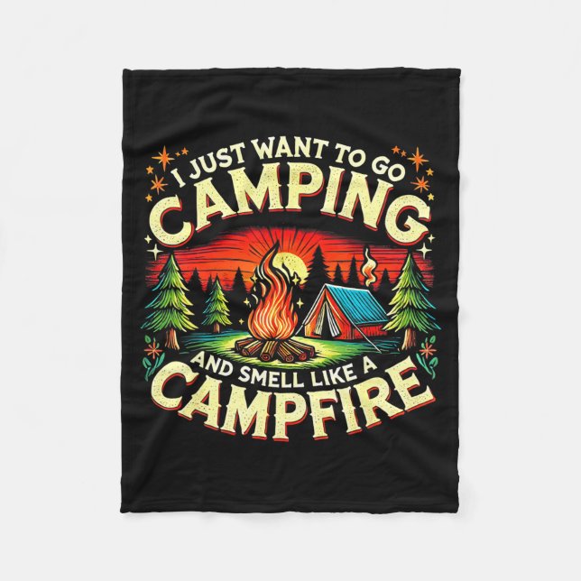 Camper Funny Cute Camng Glamng Campfire Quote Camp Fleecefilt (Framsidan)