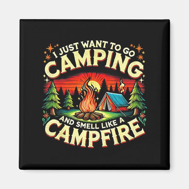 Camper Funny Cute Camng Glamng Campfire Quote Camp Magnet (Framsidan)