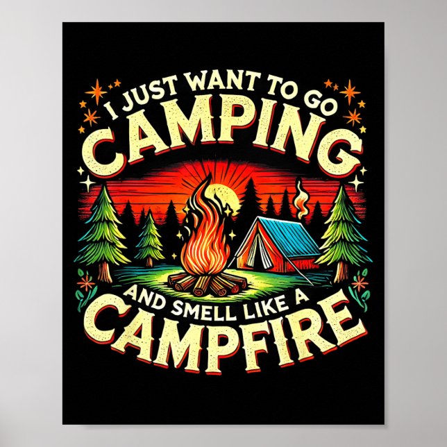 Camper Funny Cute Camng Glamng Campfire Quote Camp Poster (Framsidan)