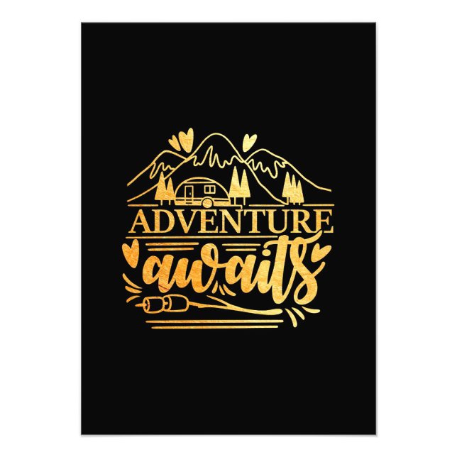 Camper Gift Adventure Is Awaits Fototryck (Framsidan)