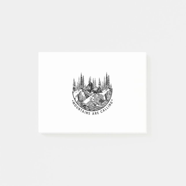 Camper Gift | Mountains Are Calling Birthday Post-it Block (Framsida)