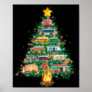 Camper Julgran Fordon Camping Rving Poster