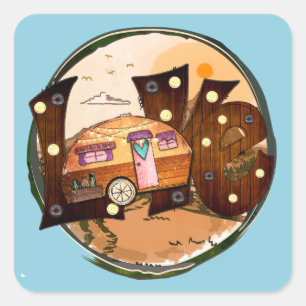 Camper Kärlek - Travel Vacation Road Resa Fyrkantigt Klistermärke