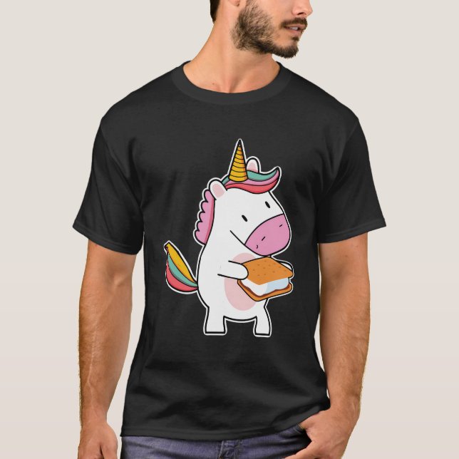Camper Kids Cute Smore Unicorn Marshmallow T Shirt (Framsida)