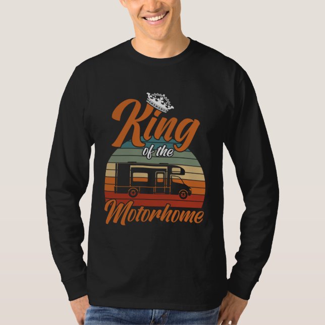 Camper King Of The Motorhome Camping Trailer T Shirt (Framsida)