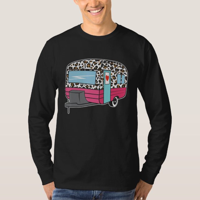 Camper Leopard Cheetah Queen RV Camping Funny 5th  T Shirt (Framsida)