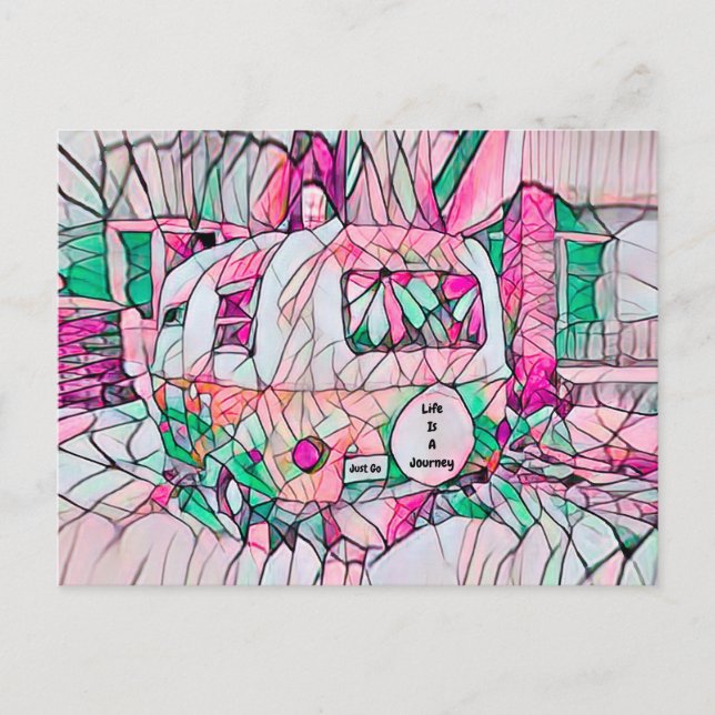 Camper Life är en journey Go Rosa Grönt Hippie Vykort (Framsida)