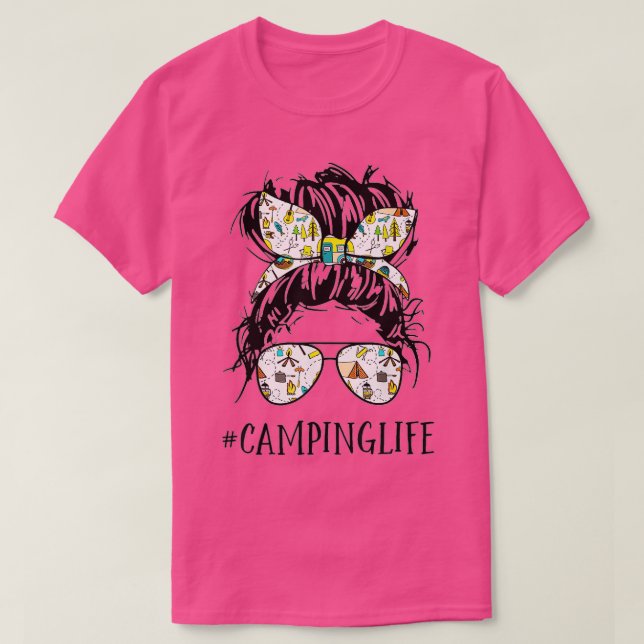 Camper Life Mamma Camping Life Humor Skull Shirt f T Shirt (Design framsida)