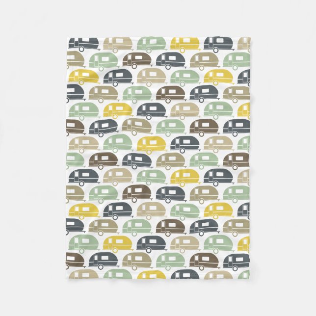 Camper Lycklig| Moderna Camper Blanket Retro Blues Fleecefilt (Framsidan)