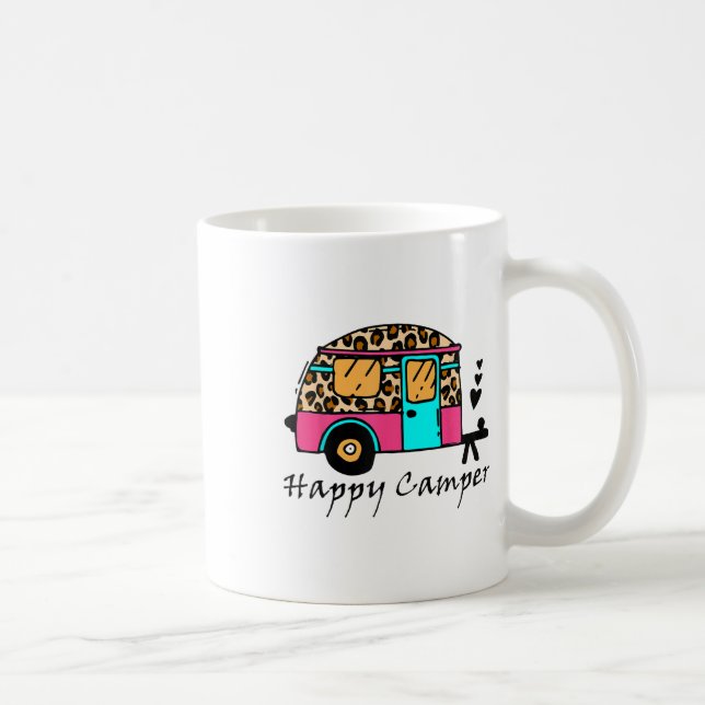 Camper Lycklig sommar Camp Camping Leopard Funny G Kaffemugg (Höger)