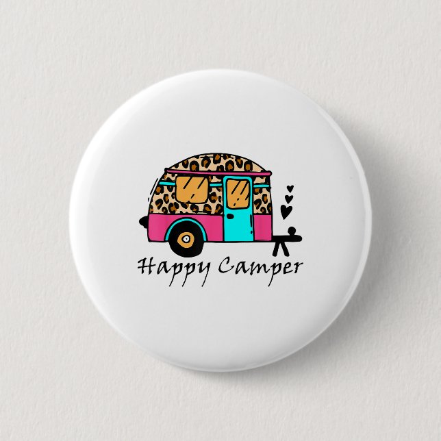 Camper Lycklig sommar Camp Camping Leopard Funny G Knapp (Framsida)