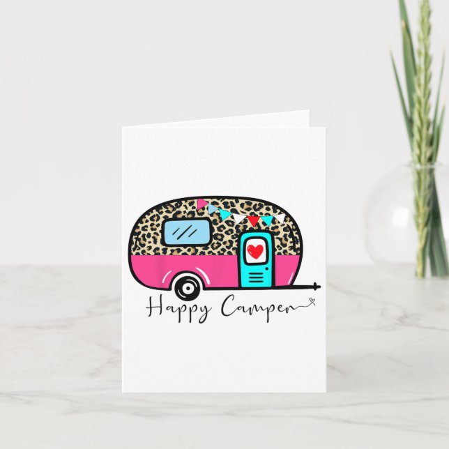 Camper Lycklig sommar Camp Camping Leopard Funny G Kort (Framsida)