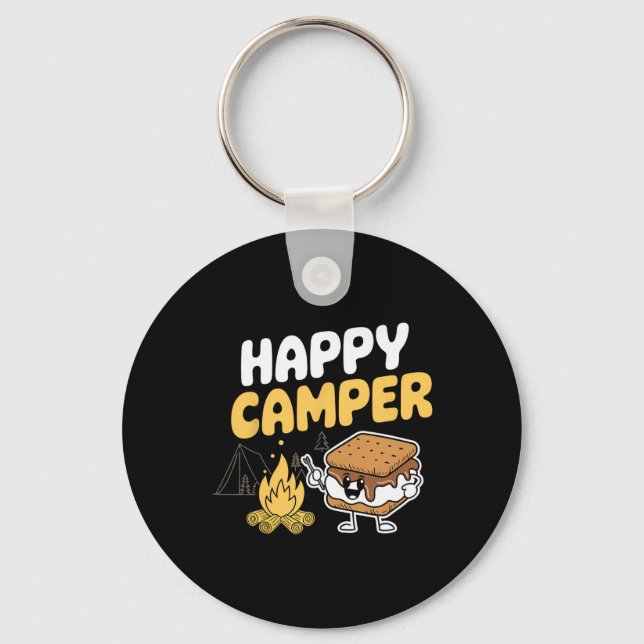 Camper Marshmallow Camping Smores Kawaii S'mores  Nyckelring (Framsida)