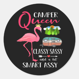 Camper Queen Classy Sassy Smart Assy Camping Runt Klistermärke