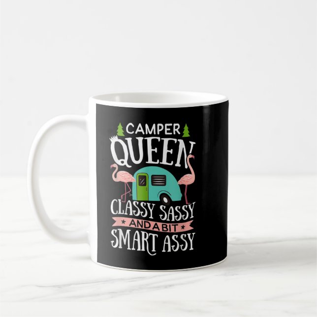 Camper Queen Classy Sassy Smart Funny Women Girls Kaffemugg (Vänster)