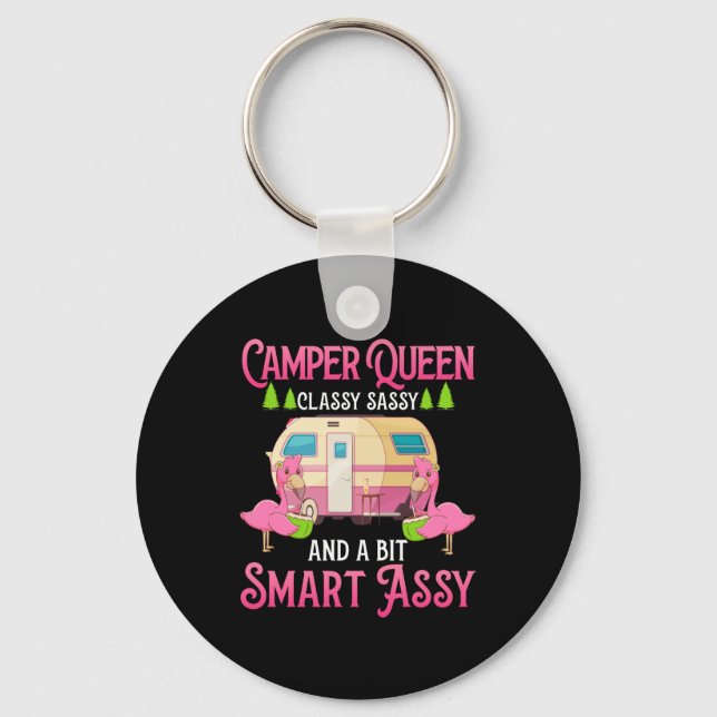 Camper Queen Classy Sassy Smart Funny Women Girls Nyckelring (Framsida)