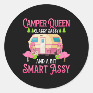 Camper Queen Classy Sassy Smart Funny Women Girls Runt Klistermärke