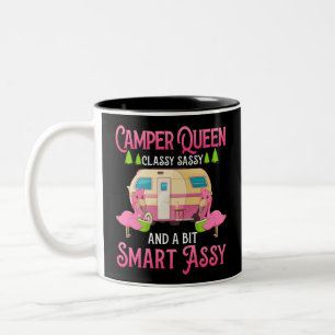 Camper Queen Classy Sassy Smart Funny Women Girls Två-Tonad Mugg