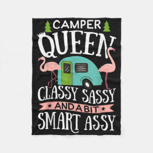 Camper Queen Cly Sy Smart Funny Women Girls Campin Fleecefilt