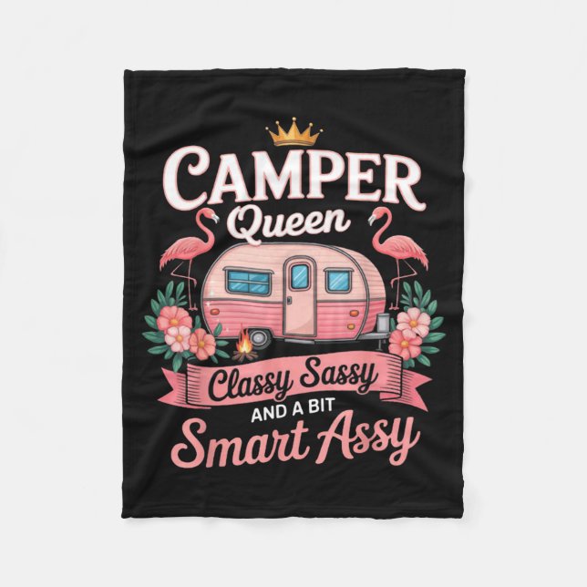 Camper Queen Cly Sy Smart Y Camng Rv Women  Fleecefilt (Framsidan)