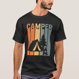 Camper Retro Funny Camping Tent Fire Pine Tree Out T Shirt